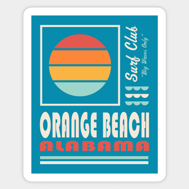 Orange Beach Alabama Retro Vintage Sunset Sticker by PodDesignShop